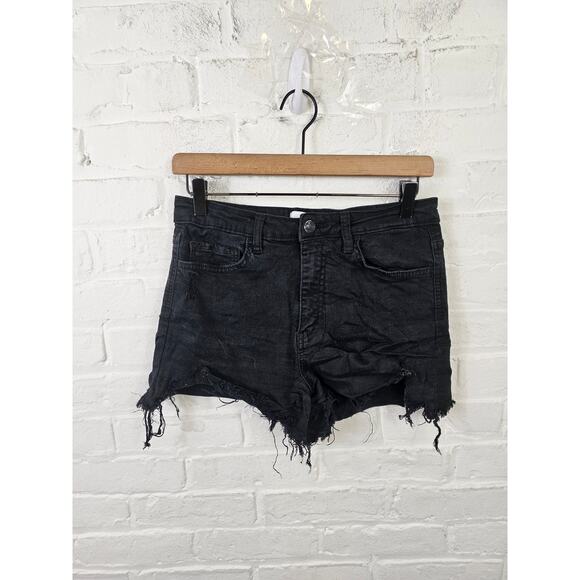 Vervet Women's Mid Rise Distressed Denim Cutt-Off Shorts Black Size Large - Picture 1 of 4